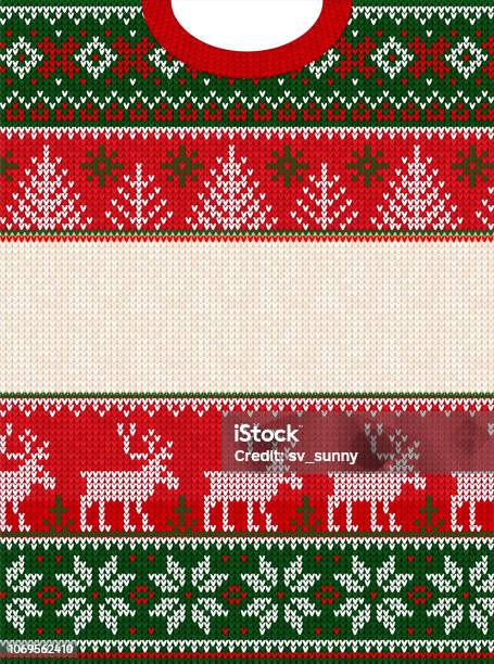 Ugly Sweater Merry Christmas Happy New Year Greeting Card Frame Stock Illustration - Download Image Now