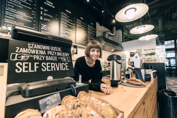 istock Woman working in coffee house 1069565596