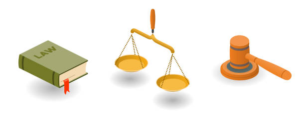 justice isometric justice symbols weight scale illustrations stock illustrations