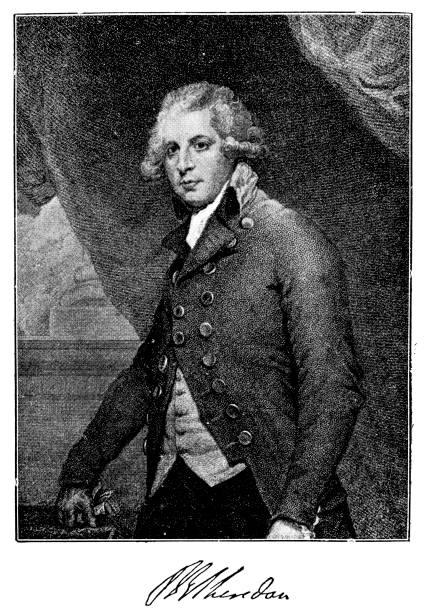 ilustrações, clipart, desenhos animados e ícones de richard brinsley sheridan (30 de outubro de 1751 – 7 de julho de 1816) foi um escritor satírico irlandês, um dramaturgo, poeta e proprietário a longo prazo de londres theatre royal, drury lane - drury lane