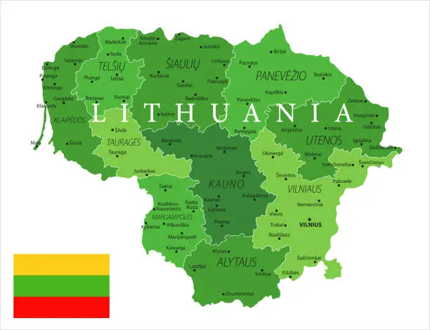 Vector illustration of 15 - Lithuania - Green Isolated 10
