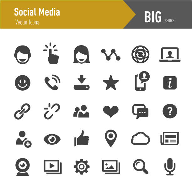 Social Media Icons - Big Series Social Media, Communication, looking through window photos stock illustrations