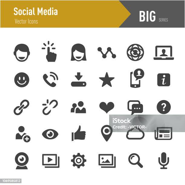 Social Media Icons Big Series Stock Illustration - Download Image Now - Icon Symbol, Log On, Looking Through Window