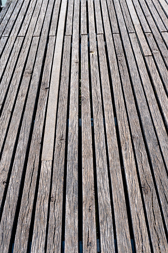 background of wooden slats and boards on a boardwalk and dock on Lake Zurich near Rapperswil