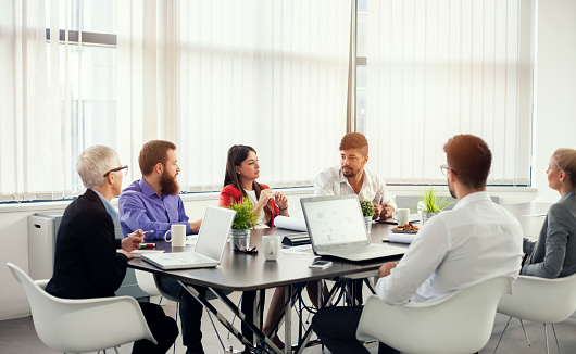 Team of business people discussing about new project