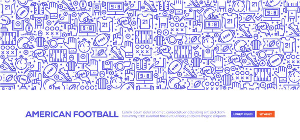 американское футбольное знамя - футбольный мяч иллюстрации stock illustrations