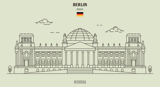 reichstag w berlinie, niemcy. ikona punktu orientacyjnego - the reichstag stock illustrations