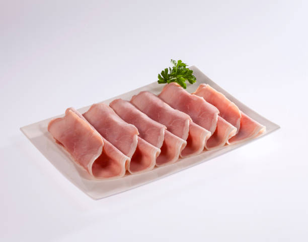 Sliced ham stock photo