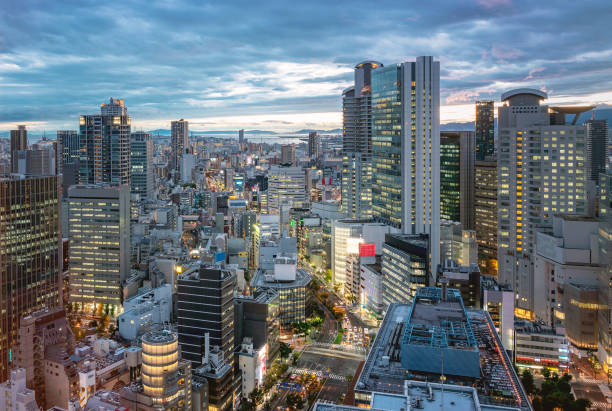 istock Beautiful night view of the Osaka downtown 1069598402