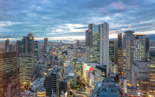 istock Beautiful night view of the Osaka downtown 1069598472