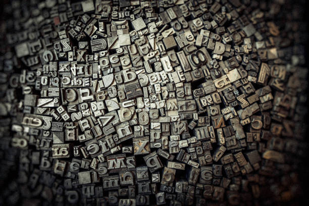 Letters and numbers Letters, numbers, letterpress, metal, newspaper typesetter stock pictures, royalty-free photos & images