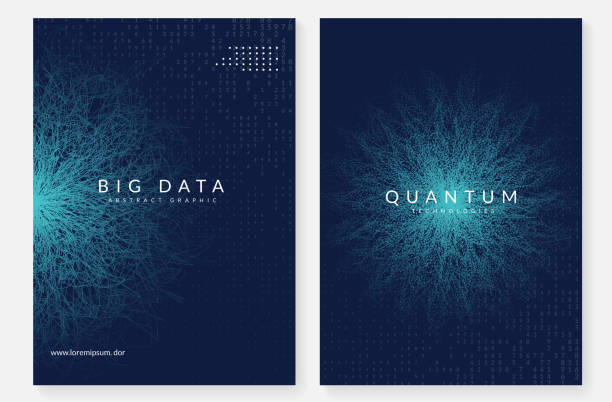 ilustraciones, imágenes clip art, dibujos animados e iconos de stock de fondo de computación cuántica. tecnología para los grandes datos, visualiza - big data