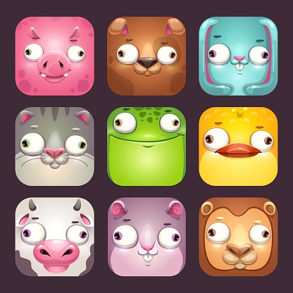 Ilustración de Dibujos Animados Divertidos De Animales Cuadrados Enfrenta Iconos De Aplicación Para El Diseño De La Insignia De Juego Infantil y más Vectores Libres de Derechos de Alegre - iStock Ilustración de Dibujos Animados Divertidos De Animales Cuadrados Enfrenta Iconos De Aplicación Para El Diseño De La Insignia De Juego Infantil y más Vectores Libres de Derechos de Alegre - iStock