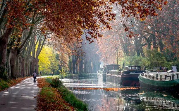 The Canal du Midi near Toulouse in autumn, in South of France