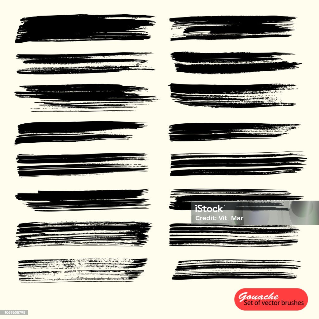 Vector Artistic Backdrop Black Paint Acrylic Brush Gouashe Brush Stroke  Line Or Texture Monochrome Design Elements Hand Drawn Brush Strokes And  Stains Saved In The Brushes Palette Stock Illustration - Download Image