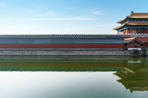 Arrow Watch Tower Gugong Forbidden City  Moat Canal Plaace Wall Beijing China. Emperor's Palace Built in the 1600s in the Ming Dynasty
