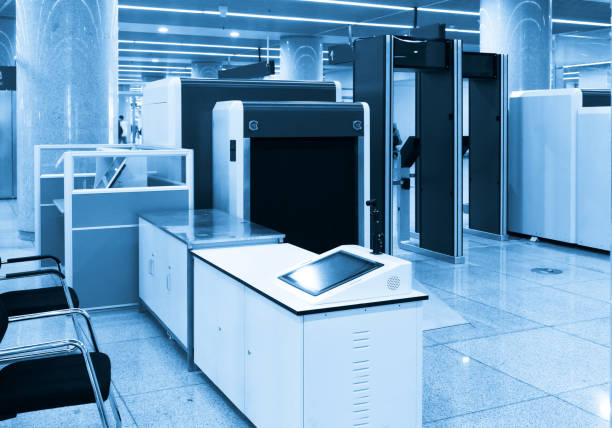 istock Airport security check point with metal detector 1069609830