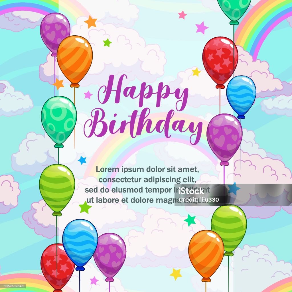 Happy Birthday Greetings Greeting Card With Colorful Balloons ...