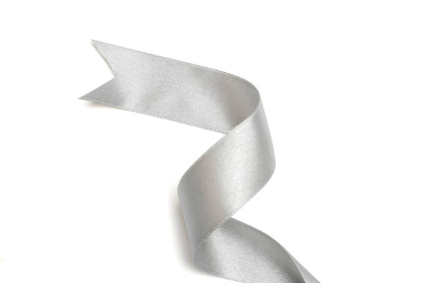 istock Silver ribbon in roll on white background 1069613644