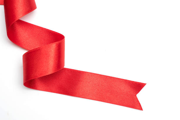 istock Red ribbon border isolated on white background 1069614374