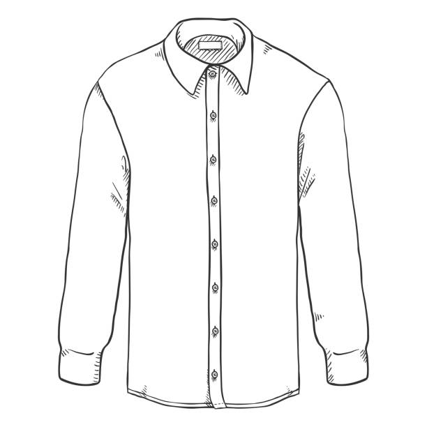 Vector Sketch Long-sleeve Classic Men Shirt Vector Sketch Long Sleeve Classic Men Shirt business casual fashion stock illustrations