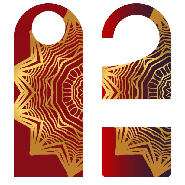 istock Door knob or hanger sign with floral mandala design. cartoon vector illustration 1069640050