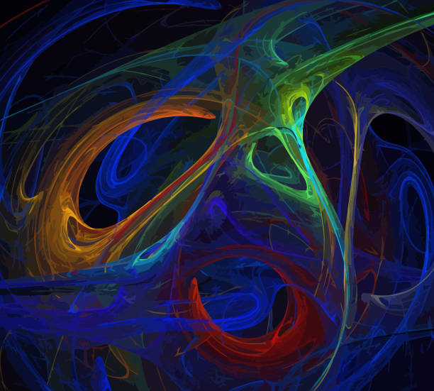 istock image of one Digital Fractal on Black Color 1069649602