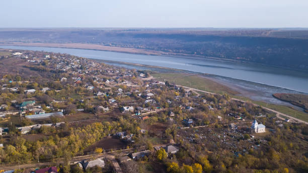istock Aerial view over Village and River. 1069652766