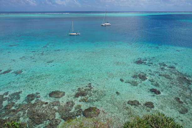 istock Aerial view lagoon Pacific ocean French Polynesia 1069657460