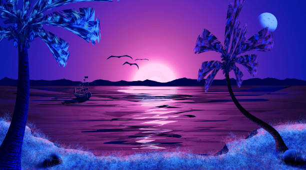 istock beautiful tropical sunset night sky sea landscape wallpaper design 1069664666