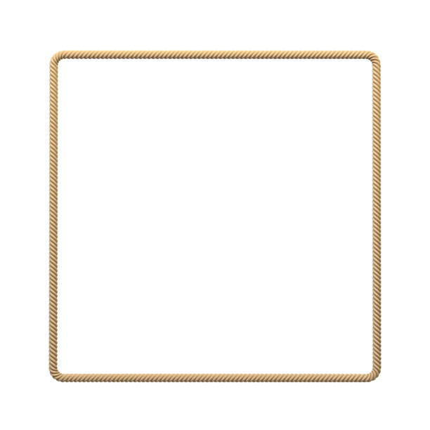 3d-rendering einer isolierten beige seil macht ein quadrat auf weißem grund. - wire framed stock-fotos und bilder