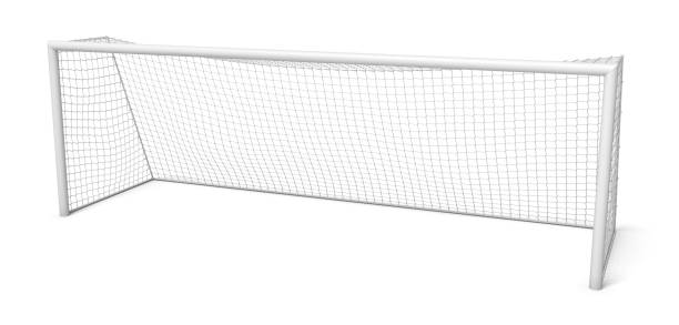 istock 3d rendering of white empty football gates isolated on a white background. 1069665810