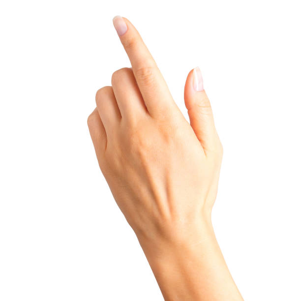 istock Woman hand with the index finger pointing up 1069668086