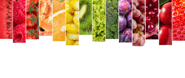istock Fresh vegetables and fruits collage. Various vegetables and fruits background. 1069672082