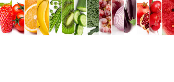 istock Fresh vegetables and fruits collage. Various vegetables and fruits background. 1069672546