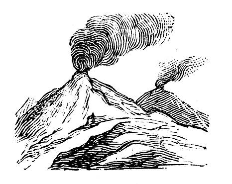 Antique engraving illustration: Volcano