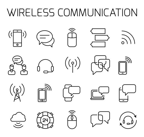 ilustrações de stock, clip art, desenhos animados e ícones de wireless communication related vector icon set. - bluetooth