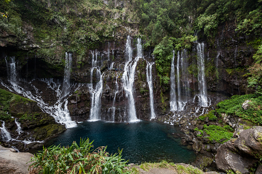cascade grand galet at langevin on reunion island, mascarene islands, french overseas territory.