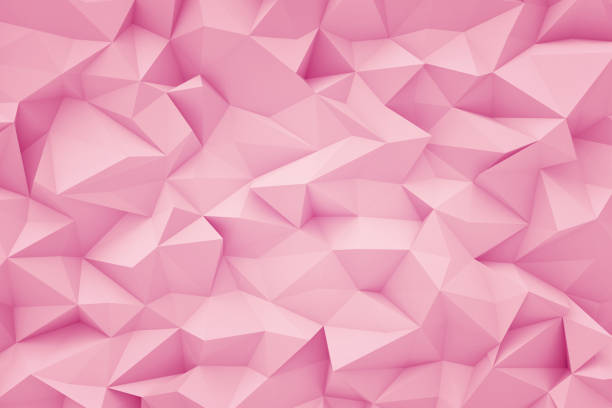 3d rendering an abstract light pink polygonal background with many uneven angles sticking out. Pink colors. Abstract texture. Pastel and light background.