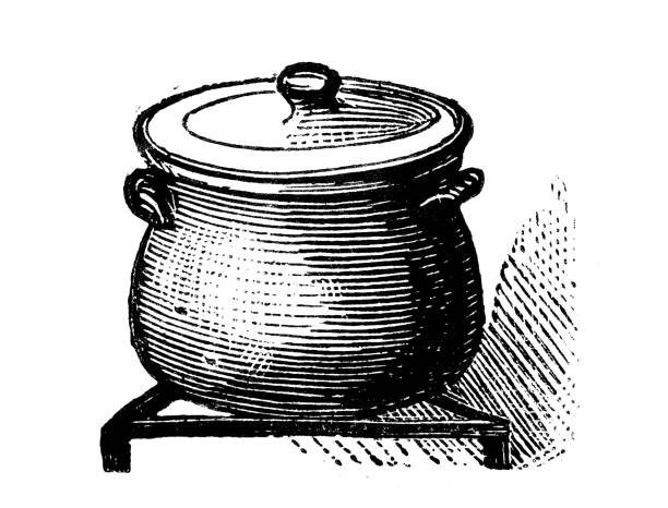 Antique engraving illustration: Pot Antique engraving illustration: Pot cauldron illustrations stock illustrations