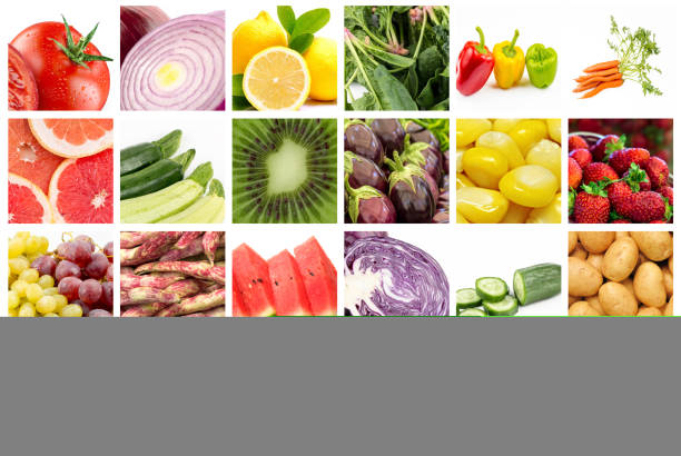 istock Fresh vegetables and fruits collage. Various vegetables and fruits background. 1069681878