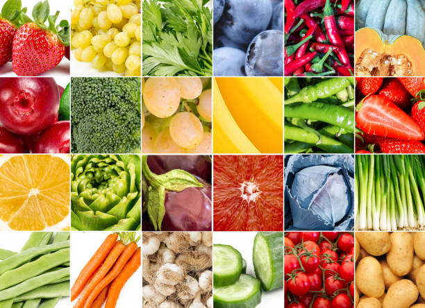 istock Fresh vegetables and fruits collage. Various vegetables and fruits background. 1069684040