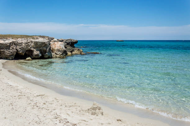 Seacoast of San Foca Melendugno in Salento Italy Salento is famous for its white villages and its seacoast with many wonderful beaches puglia beach stock pictures, royalty-free photos & images