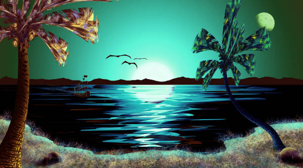 istock beautiful tropical sunset night sky sea landscape wallpaper design 1069685758