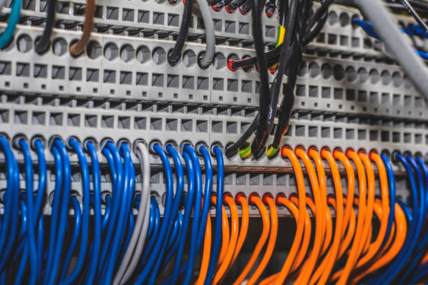istock Electric cabinet with wires connections 1069688232