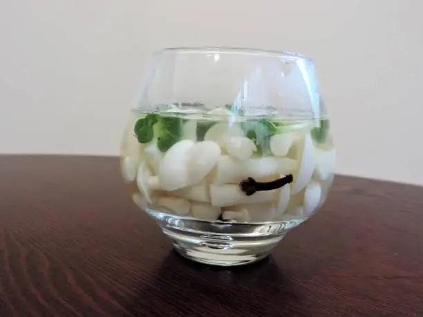 pickled mushrooms  in glass