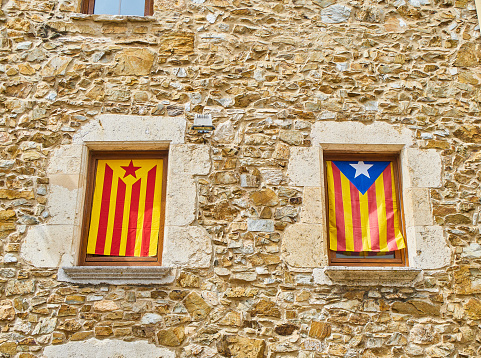Bandera del movimiento independentista de Cataluña, llamada Estelada. Cataluña, España. photo