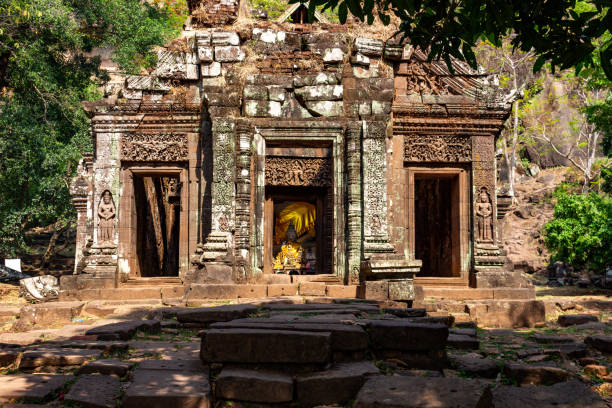 istock Vat Phou khmer temple ruins in Champasak, Laos 1069694906