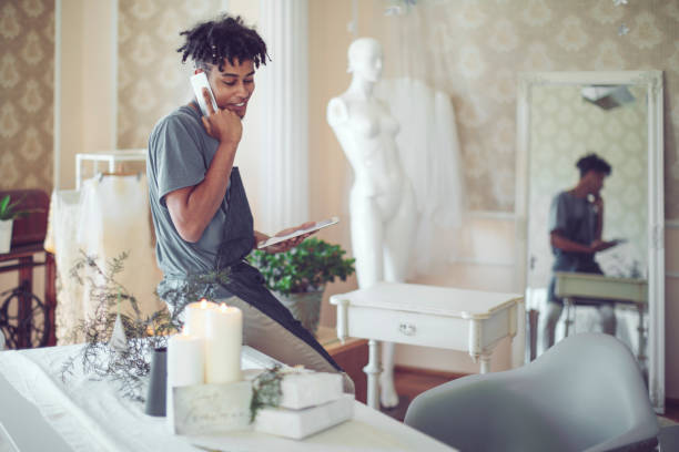 istock Hipster entrepreneur is talking to his clients 1069697318
