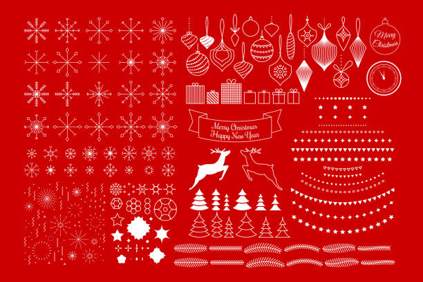 Vector universal mega collection of Christmas vector patterns shapes ornaments vector art illustration
